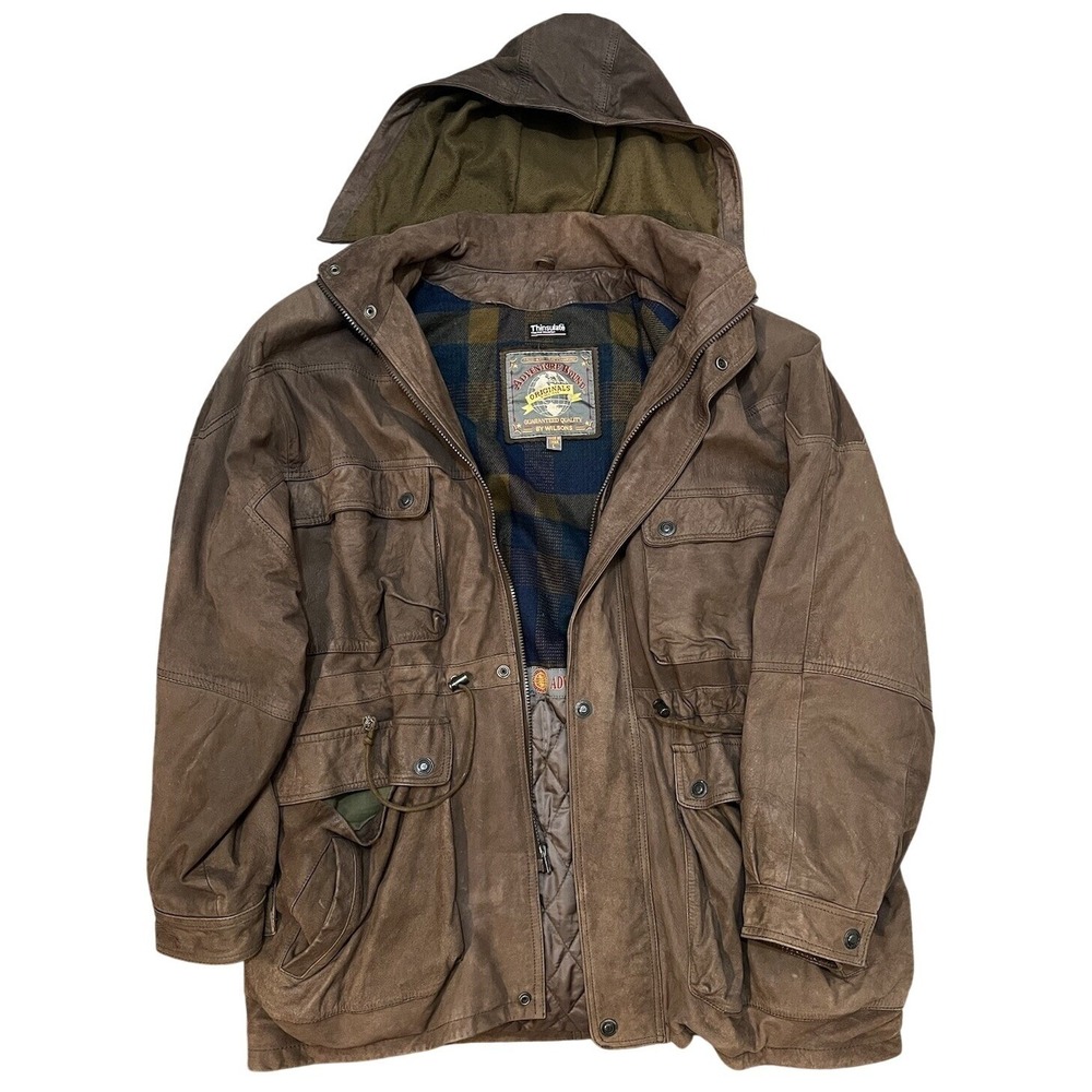 Wilsons Adventure Bound Suede Bomber Jacket Size L Mens Genuine Leather Vintage